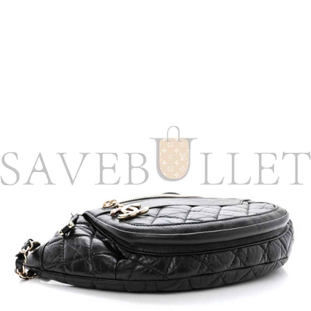 CHANEL CALFSKIN QUILTED WAIST BAG WITH COIN PURSE BLACK (22*15*3cm) 